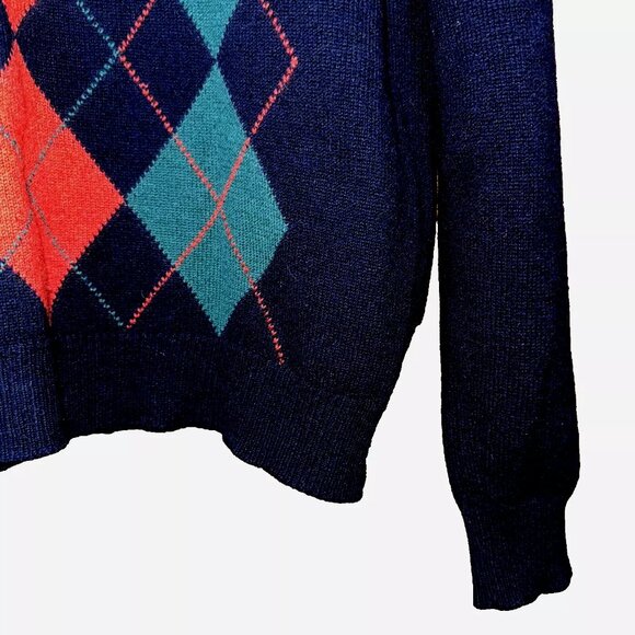 VTG Duke of Marlborough Men's Argyle 100% Lambswool V-Neck England Size L - Picture 3 of 6